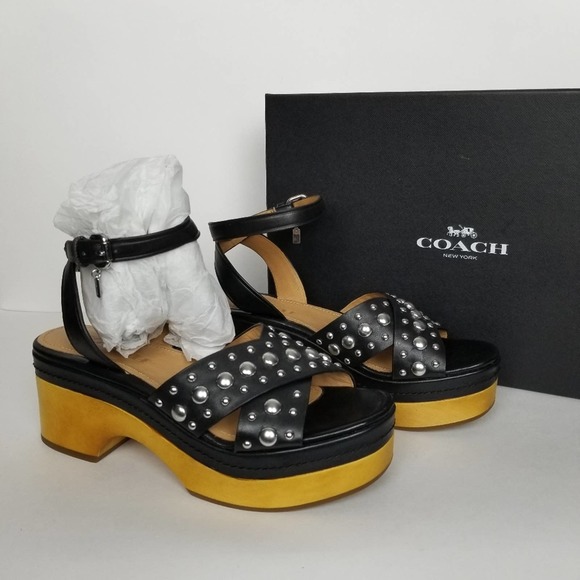 Coach Astor studded black sandal clogs - Picture 4 of 9